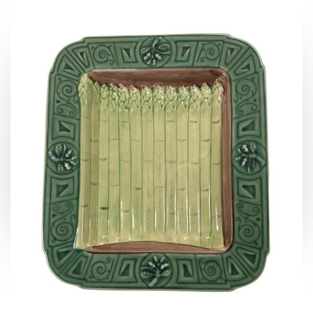 Henriksen Imports Classic Majolica Green Asparagus Platter